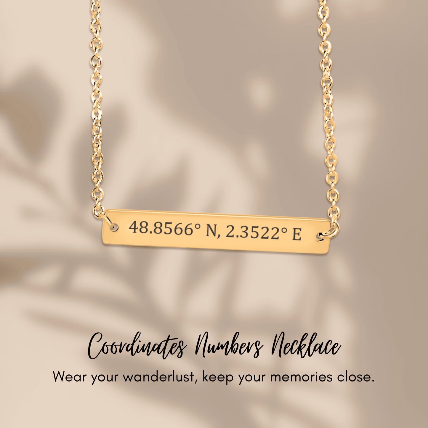 Coordinates Numbers Horizontal Bar Necklace