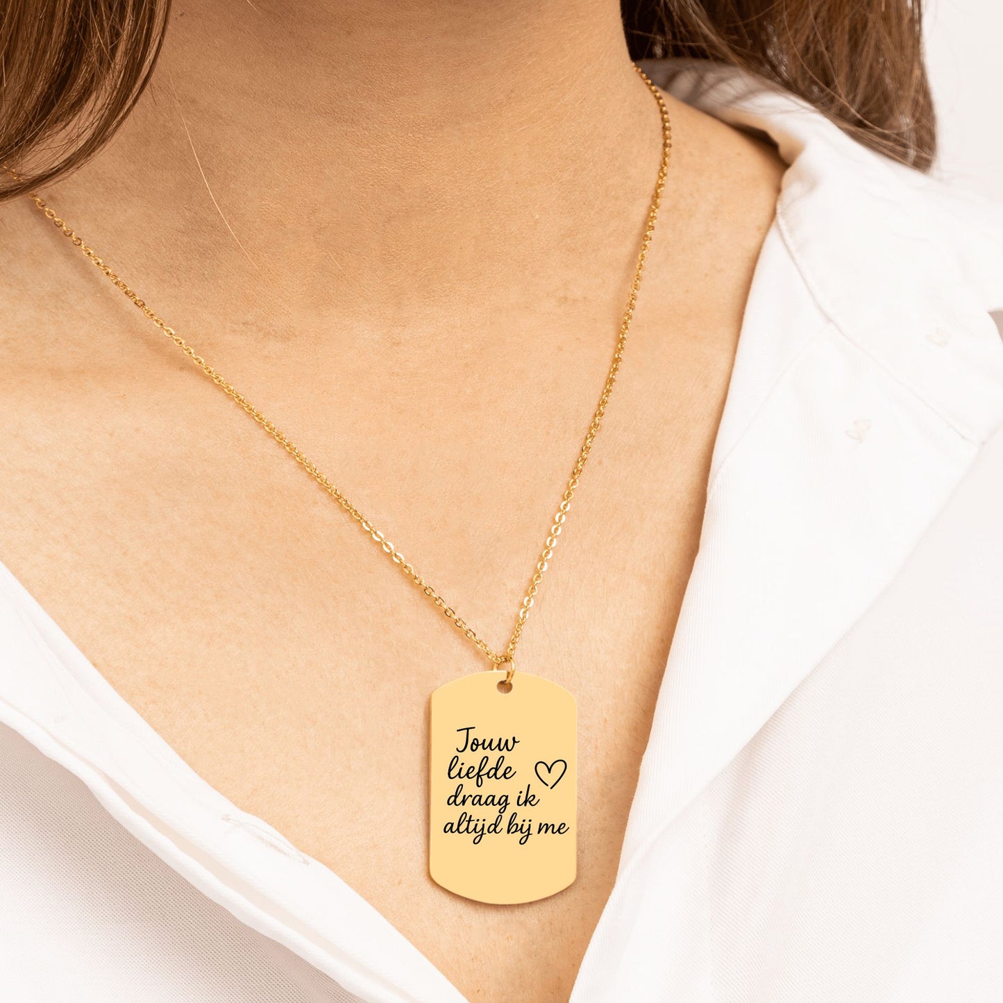 Gravureketting "Jouw liefde draag ik bij me" – Voor de liefste mama