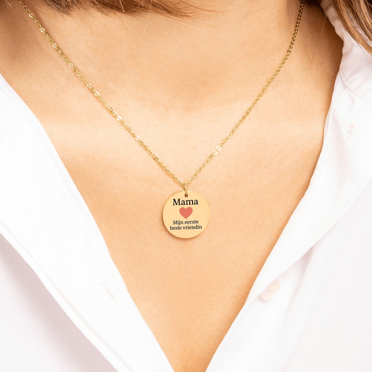 Mama, mijn eerste beste vriendin – Ronde Gegraveerde Ketting