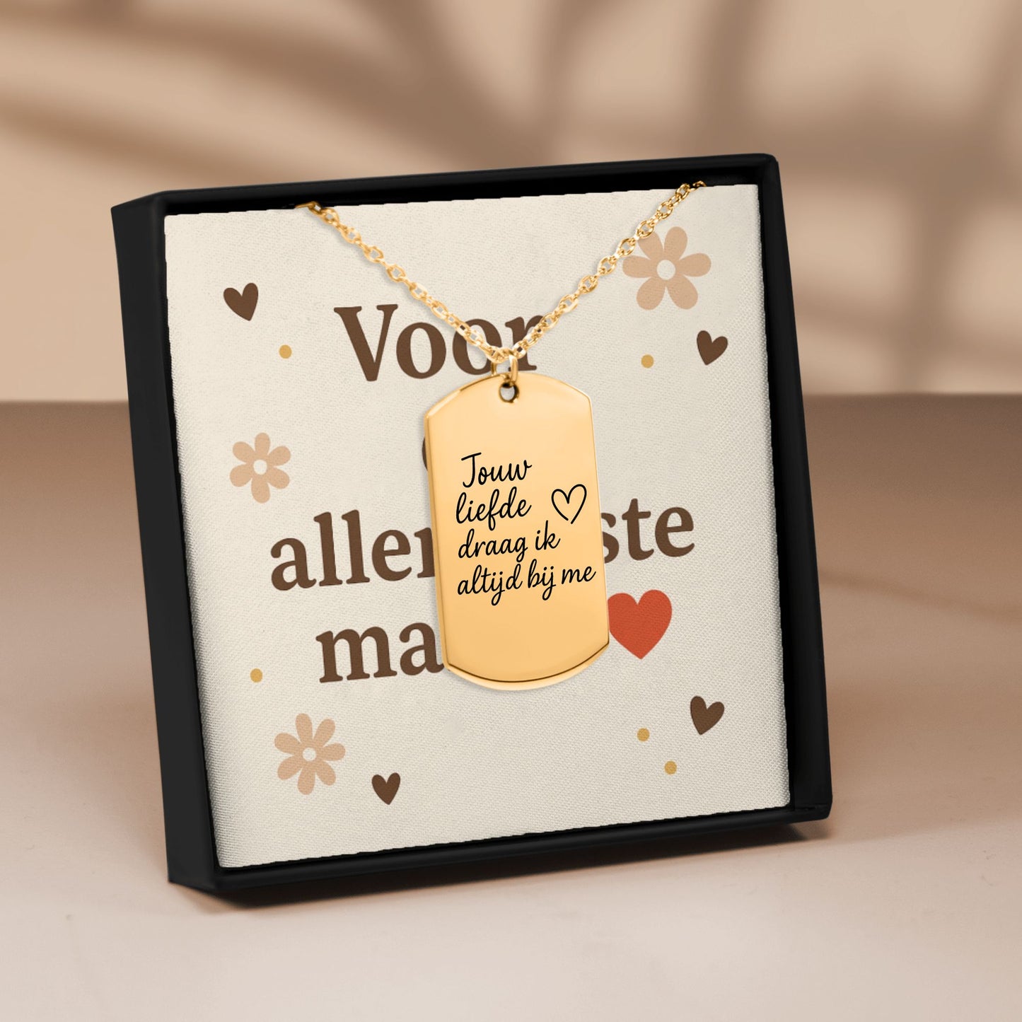 Gravureketting "Jouw liefde draag ik bij me" – Voor de liefste mama