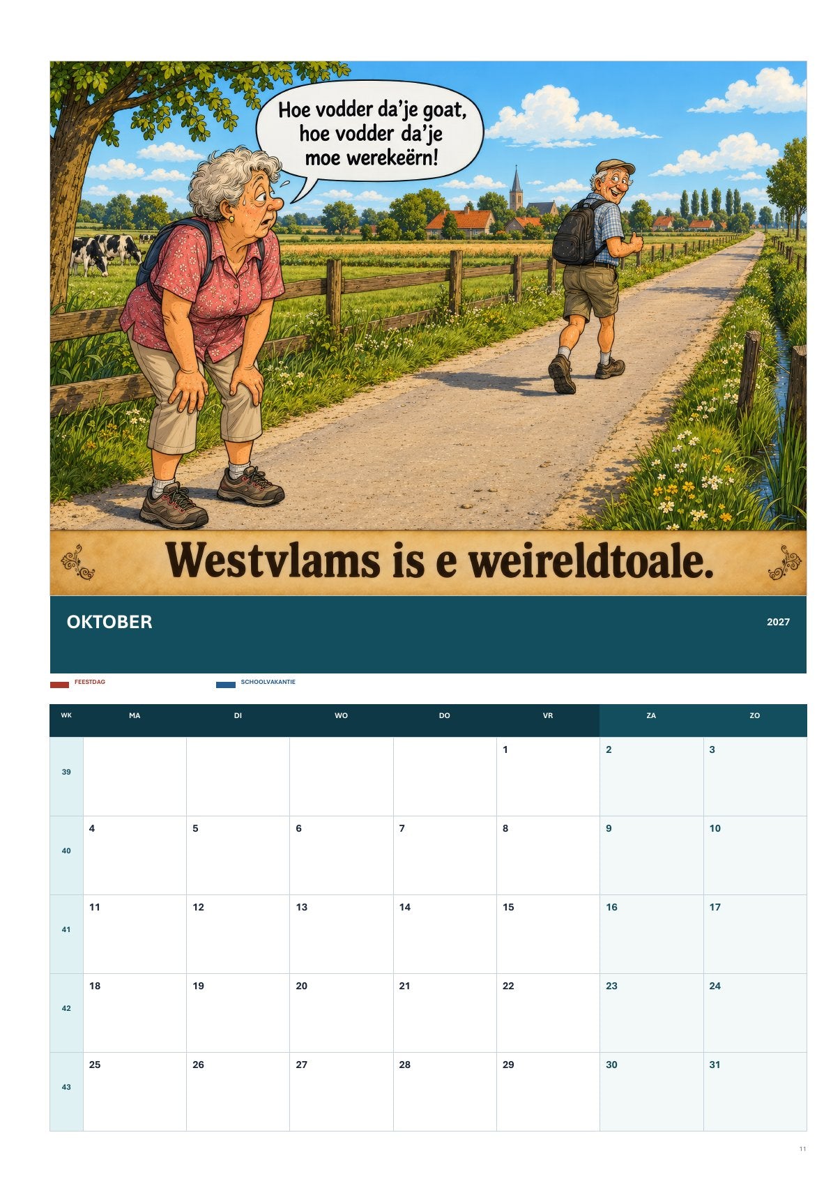 Westvlamse Almenak 2027 – A3 Maandkalender – Editie 1
