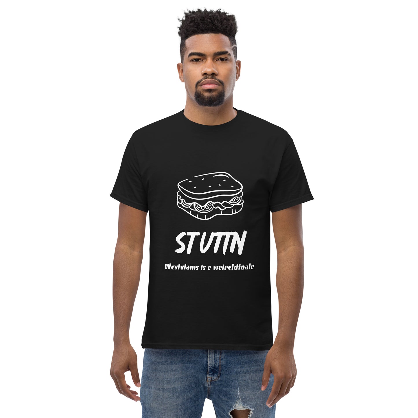 Lekkere 'STUTTN' T-shirt - Westvlams is e weireldtoale