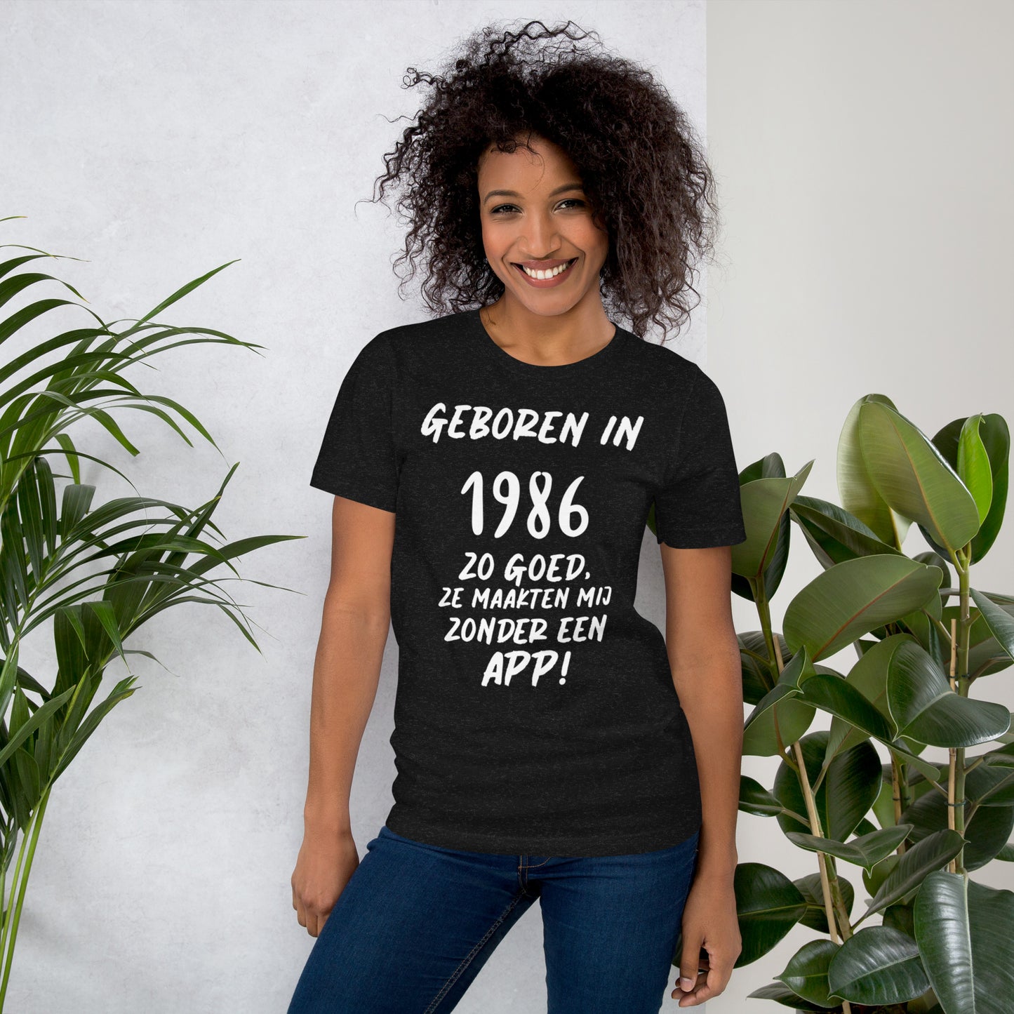 Retro T-shirt - "Geboren in 1986, Zo Goed, Ze Maakten Mij Zonder Een App!"