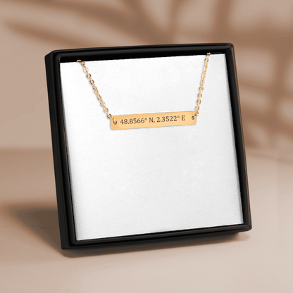 Coordinates Numbers Horizontal Bar Necklace
