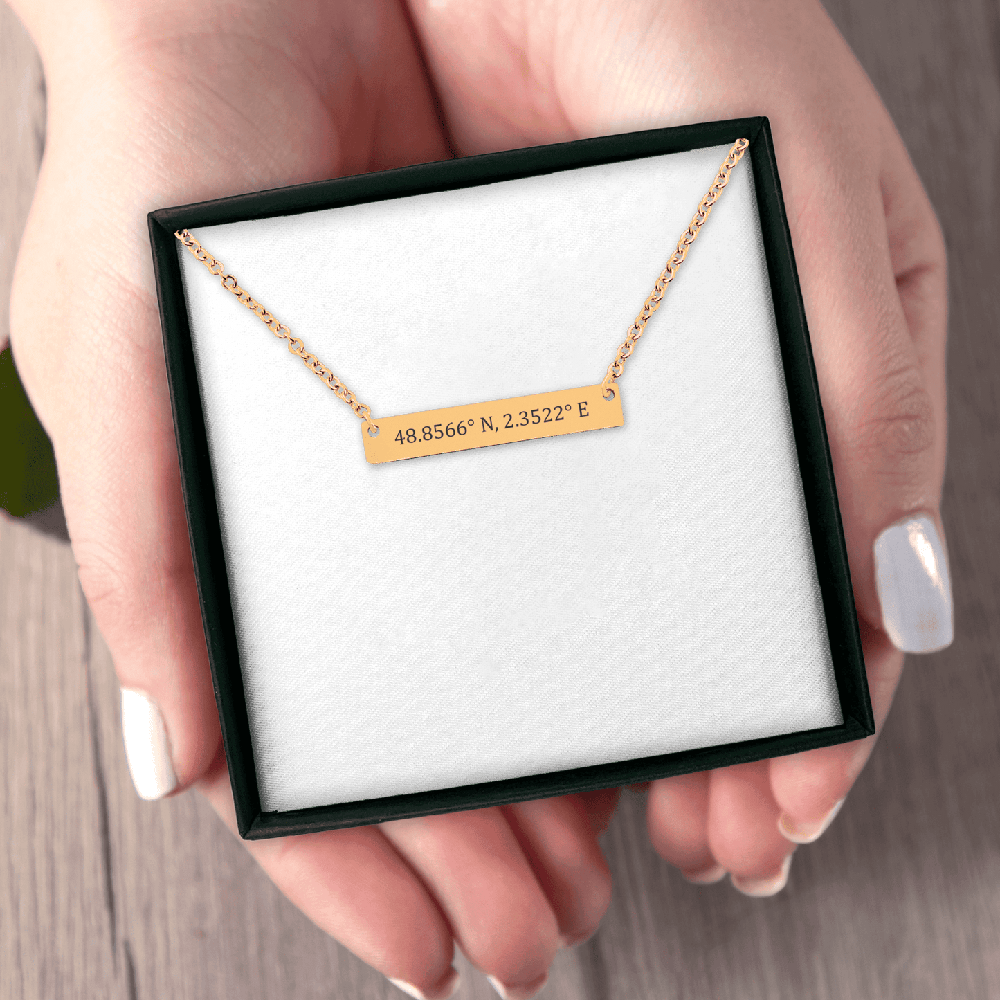 Coordinates Numbers Horizontal Bar Necklace
