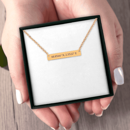 Coordinates Numbers Horizontal Bar Necklace