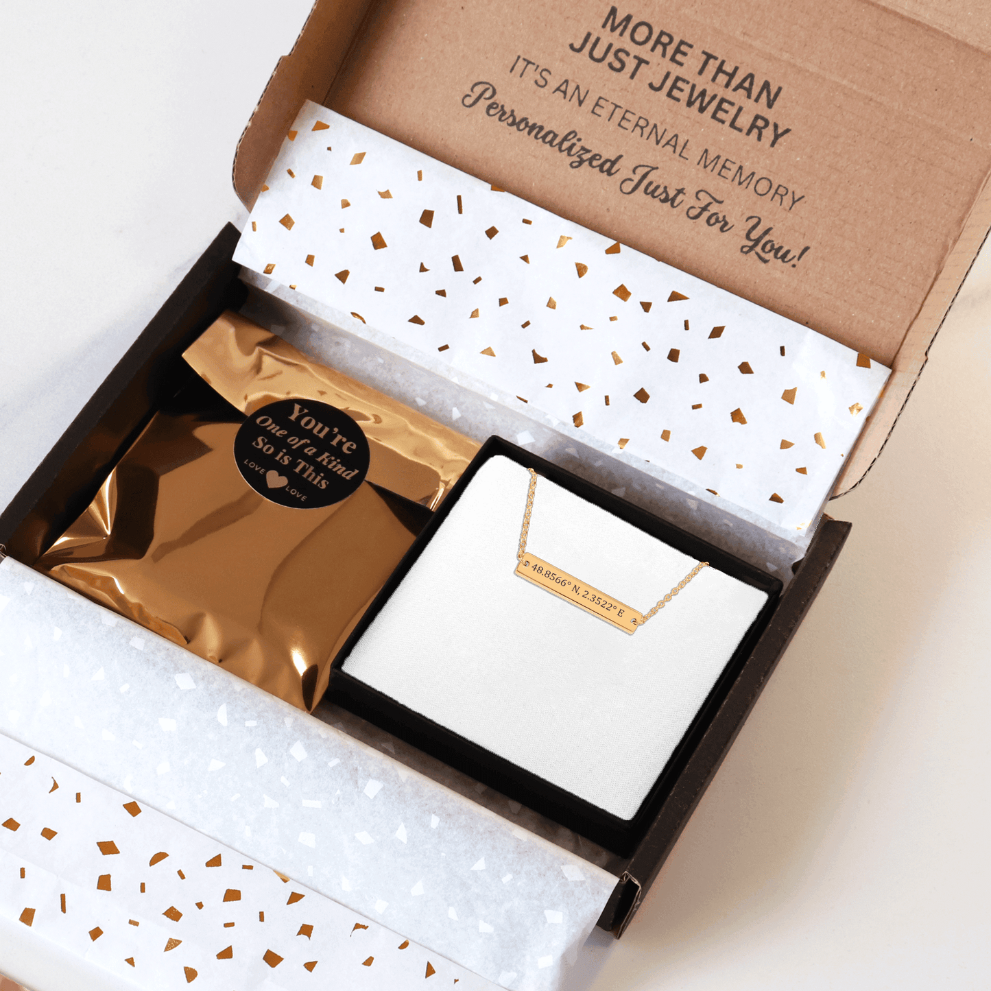 Coordinates Numbers Horizontal Bar Necklace