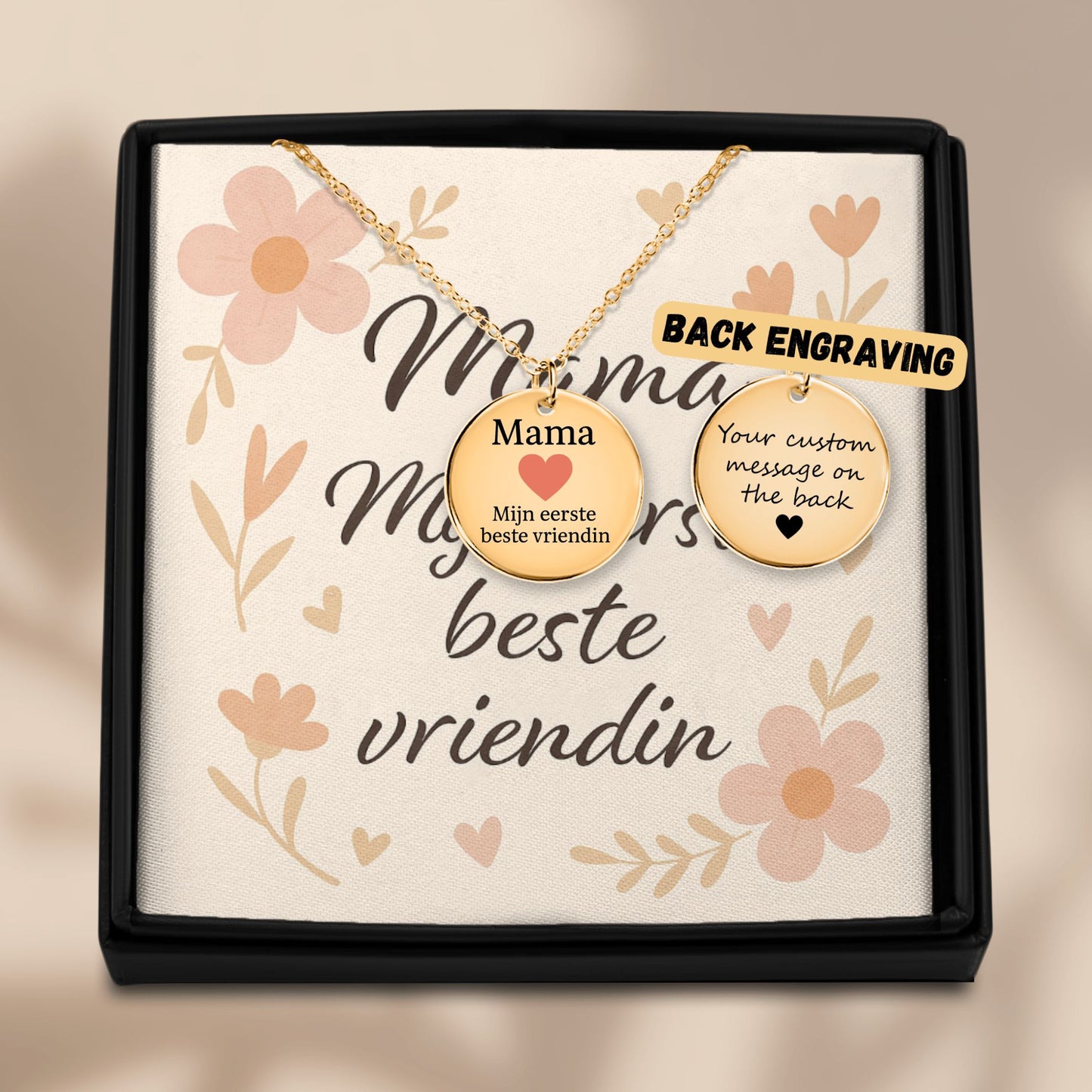 Mama, mijn eerste beste vriendin – Ronde Gegraveerde Ketting