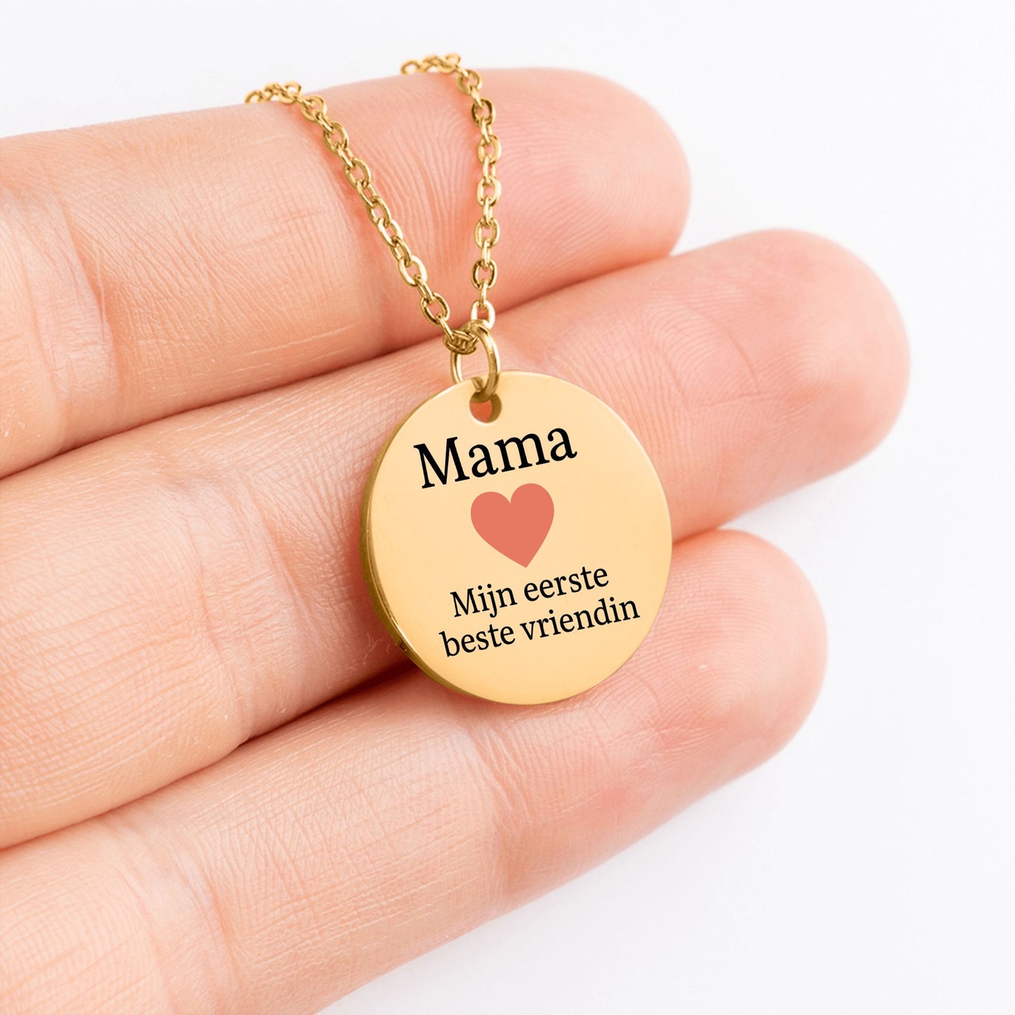 Mama, mijn eerste beste vriendin – Ronde Gegraveerde Ketting