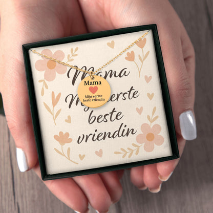 Mama, mijn eerste beste vriendin – Ronde Gegraveerde Ketting