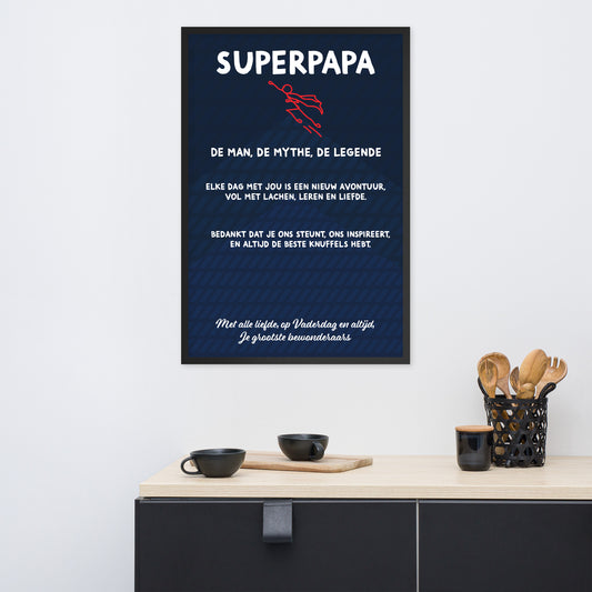 Ingelijste poster "super papa"