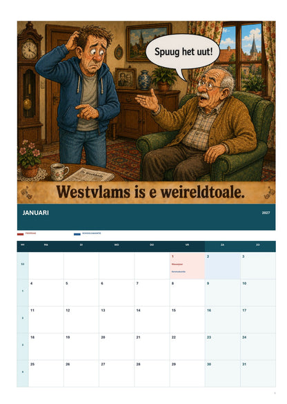 Westvlamse Almenak 2027 – A3 Maandkalender – Editie 1