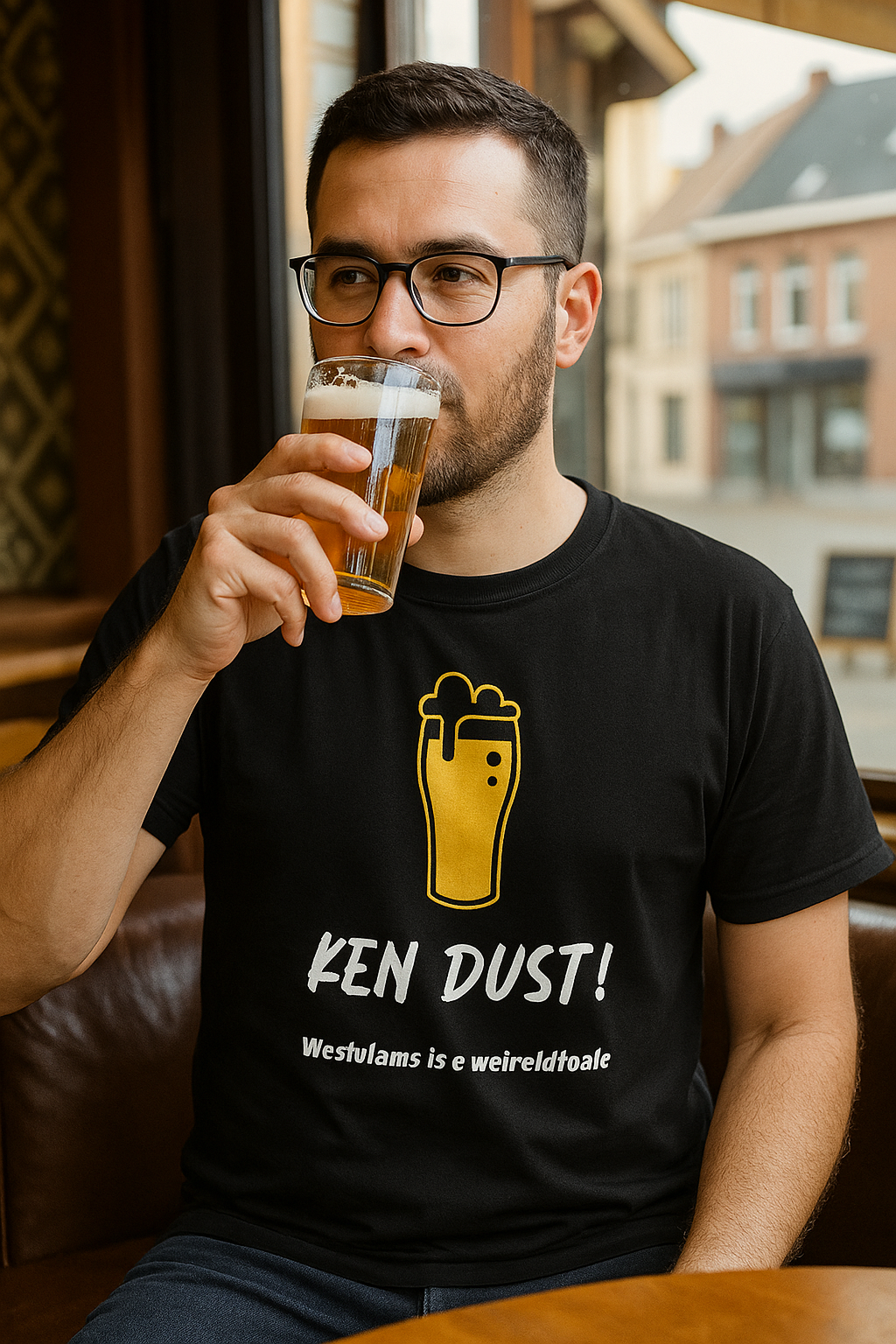 Feestelijke 'KEN DUST!' T-shirt - Westvlams is e weireldtoale