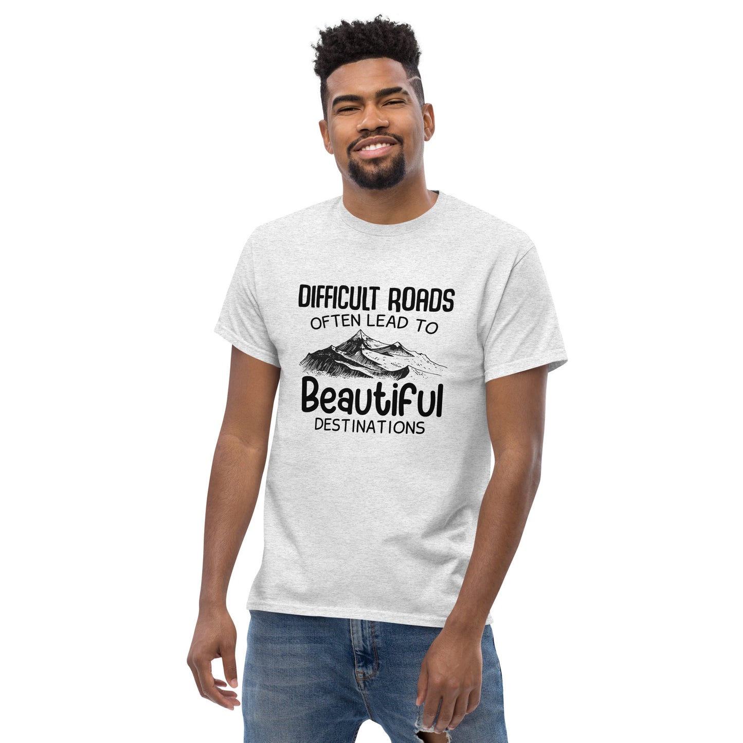 Motiverend "Difficult Roads" T-shirt - Bereik Mooie Bestemmingen