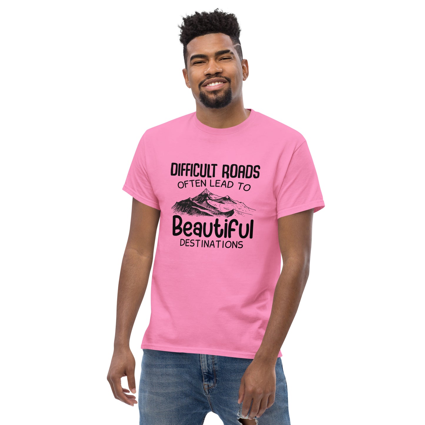 Motiverend "Difficult Roads" T-shirt - Bereik Mooie Bestemmingen