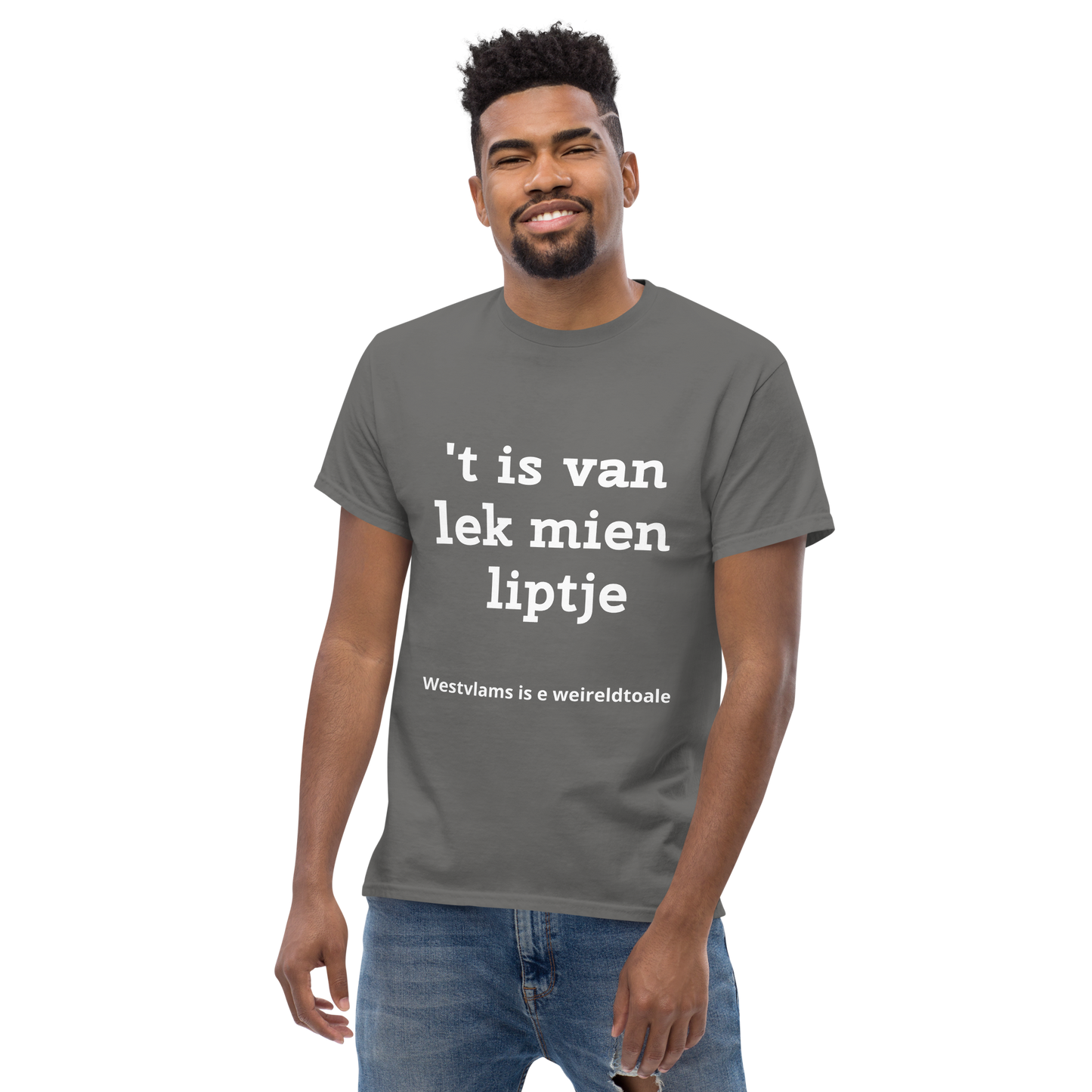 Stijlvol West-Vlaams T-shirt - 't is van lek mien liptje