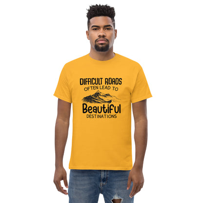 Motiverend "Difficult Roads" T-shirt - Bereik Mooie Bestemmingen