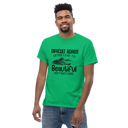 Motiverend "Difficult Roads" T-shirt - Bereik Mooie Bestemmingen