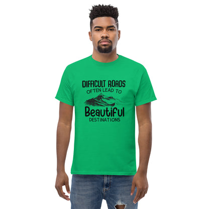 Motiverend "Difficult Roads" T-shirt - Bereik Mooie Bestemmingen