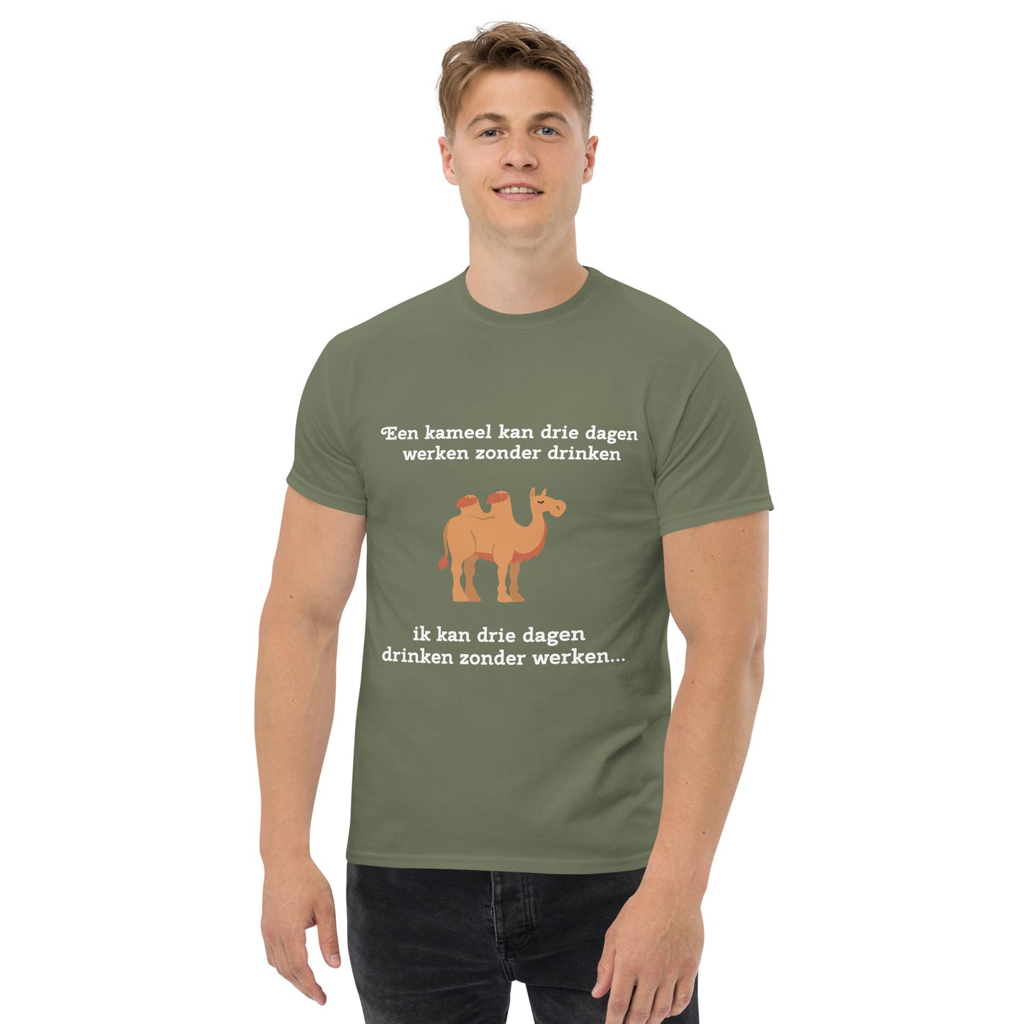 Grappig T-shirt "Een kameel kan drie dagen werken zonder drinken..."