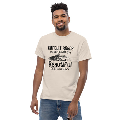 Motiverend "Difficult Roads" T-shirt - Bereik Mooie Bestemmingen