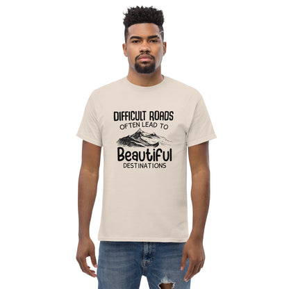 Motiverend "Difficult Roads" T-shirt - Bereik Mooie Bestemmingen