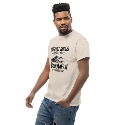 Motiverend "Difficult Roads" T-shirt - Bereik Mooie Bestemmingen