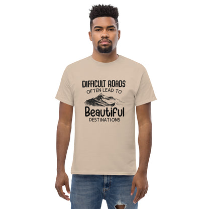 Motiverend "Difficult Roads" T-shirt - Bereik Mooie Bestemmingen