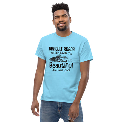 Motiverend "Difficult Roads" T-shirt - Bereik Mooie Bestemmingen