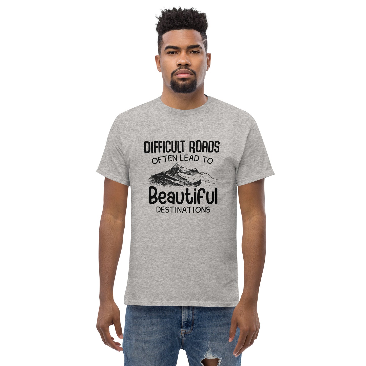 Motiverend "Difficult Roads" T-shirt - Bereik Mooie Bestemmingen