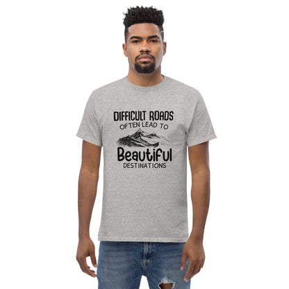 Motiverend "Difficult Roads" T-shirt - Bereik Mooie Bestemmingen