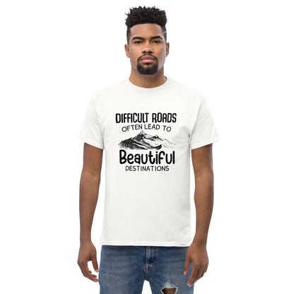 Motiverend "Difficult Roads" T-shirt - Bereik Mooie Bestemmingen