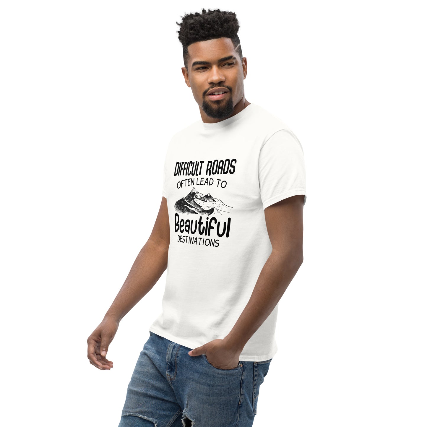 Motiverend "Difficult Roads" T-shirt - Bereik Mooie Bestemmingen