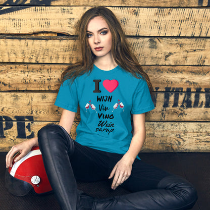 Humoristisch Wijnliefhebbers T-shirt - "I ❤️ Wijn"