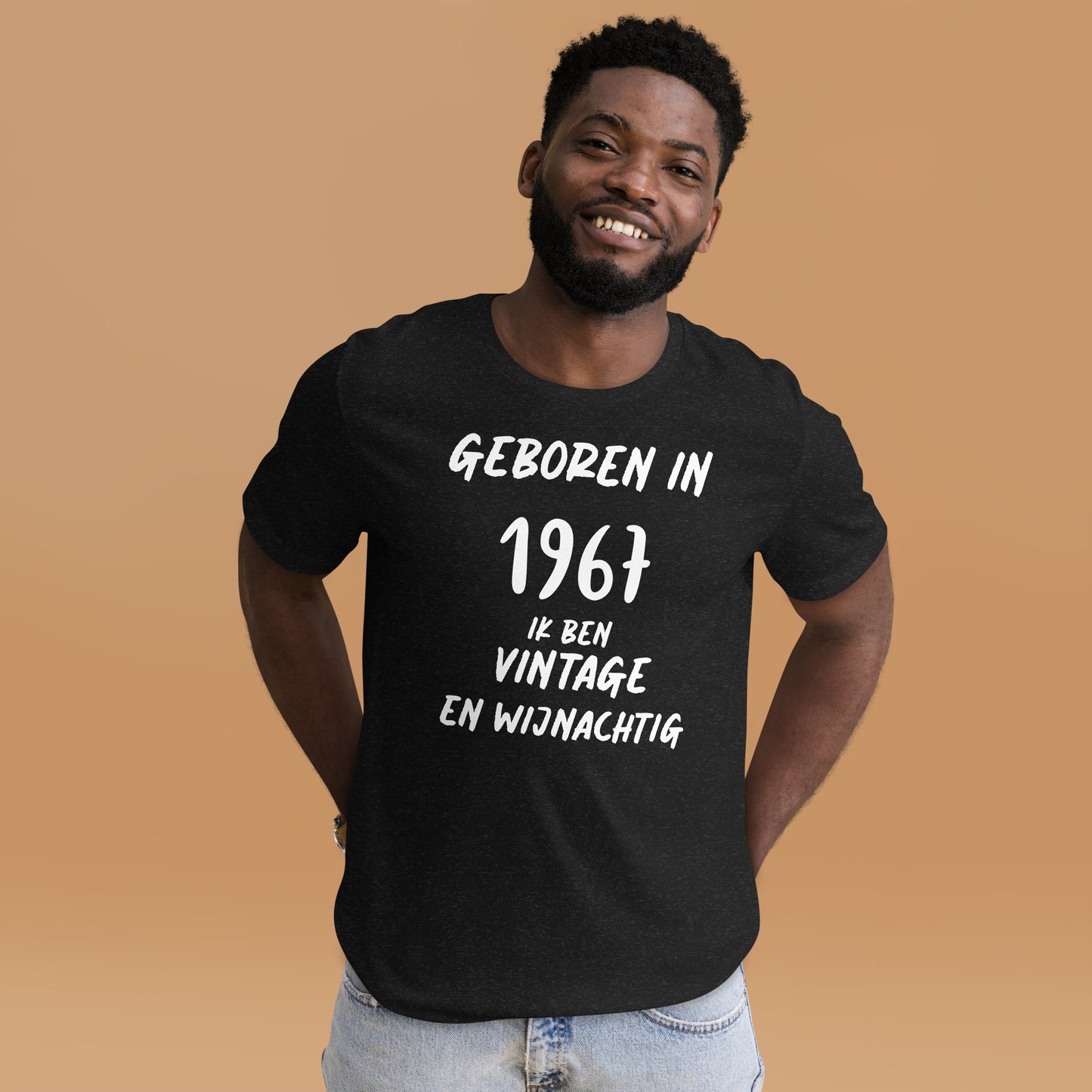 Retro T-shirt - "Geboren in 1967, Ik Ben Vintage en Wijnachtig"