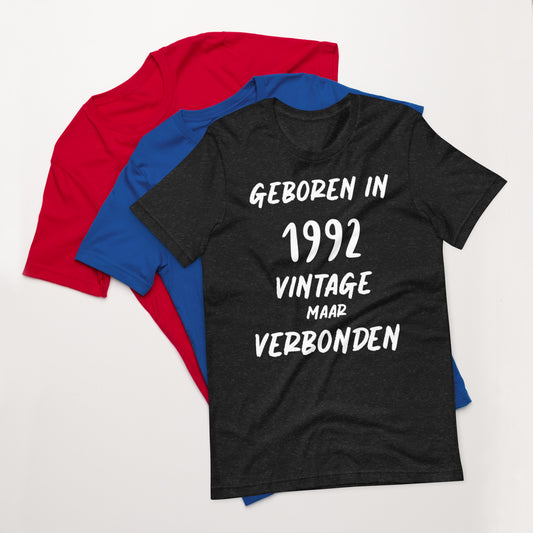 Retro T-shirt - "Geboren in 1992, Vintage Maar Verbonden"