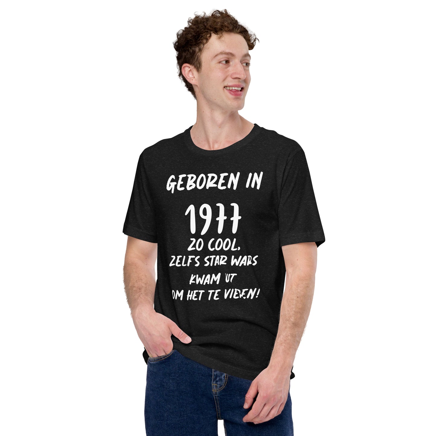 Retro T-shirt - "Geboren in 1977, Zo Cool, Zelfs Star Wars Kwam Uit Om Het Te Vieren!"