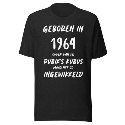 Retro T-shirt - "Geboren in 1964, Ouder dan de Rubik's Kubus"