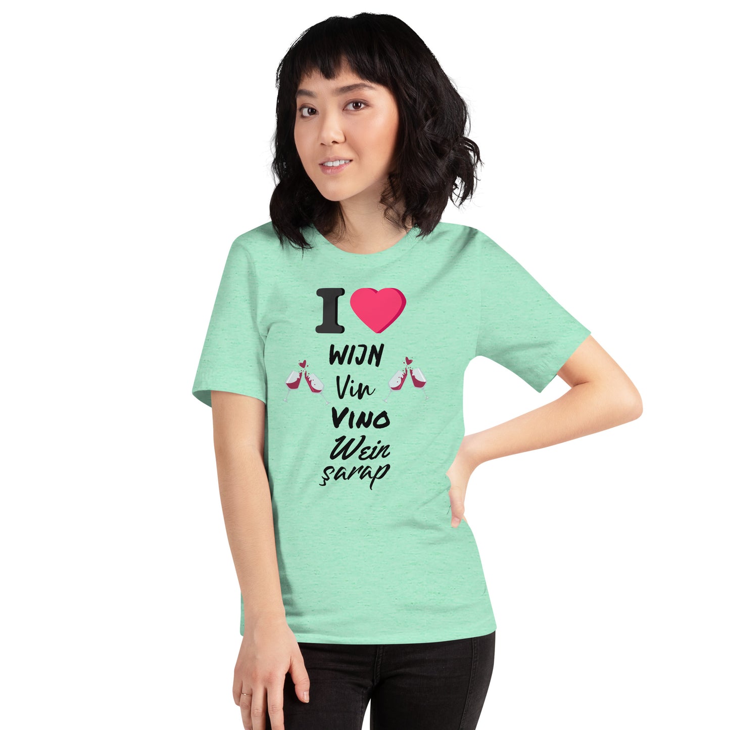 Humoristisch Wijnliefhebbers T-shirt - "I ❤️ Wijn"