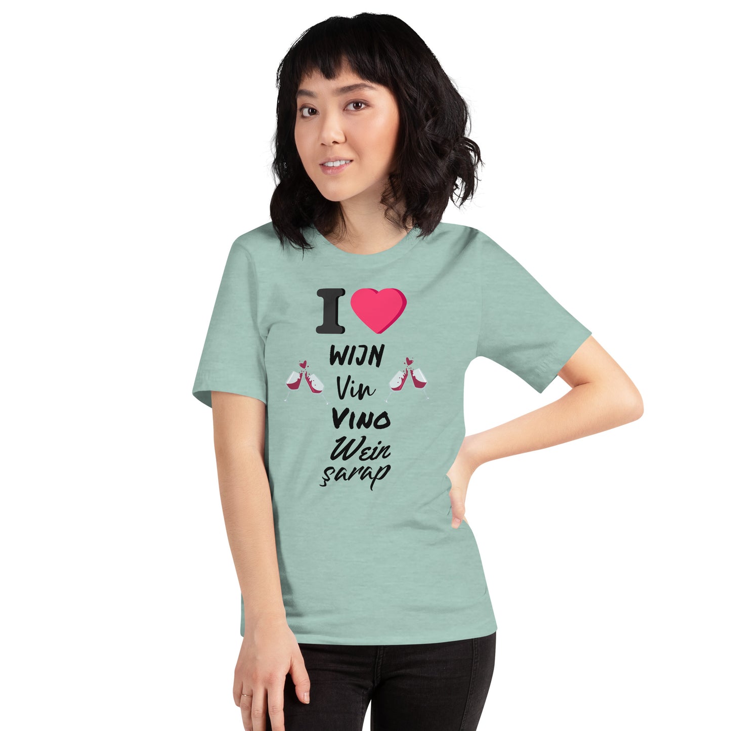 Humoristisch Wijnliefhebbers T-shirt - "I ❤️ Wijn"