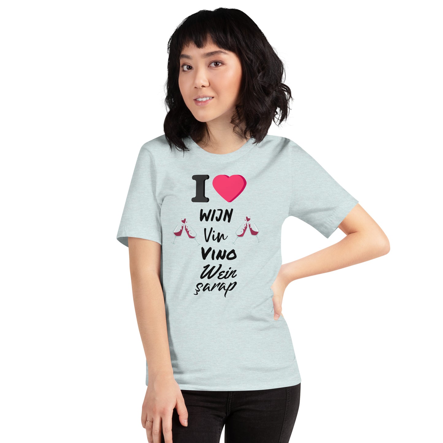 Humoristisch Wijnliefhebbers T-shirt - "I ❤️ Wijn"