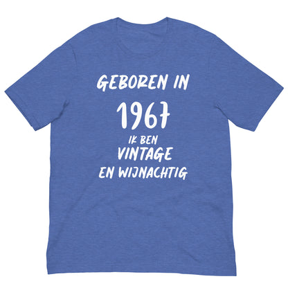 Retro T-shirt - "Geboren in 1967, Ik Ben Vintage en Wijnachtig"