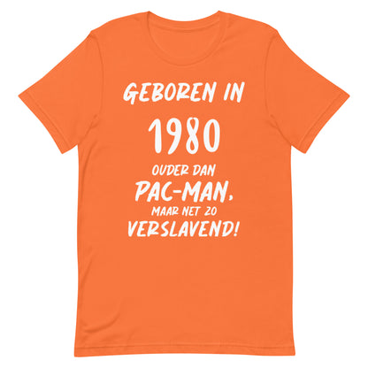 Retro T-shirt - "Geboren in 1980, Ouder dan Pac-Man, maar net zo Verslavend!"