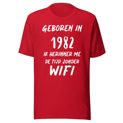 Retro T-shirt - "Geboren in 1982, Ik Herinner Me de Tijd Zonder WiFi"