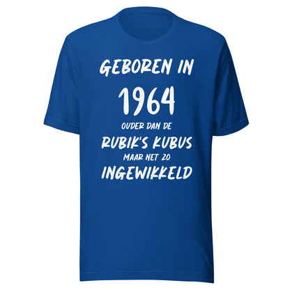 Retro T-shirt - "Geboren in 1964, Ouder dan de Rubik's Kubus"