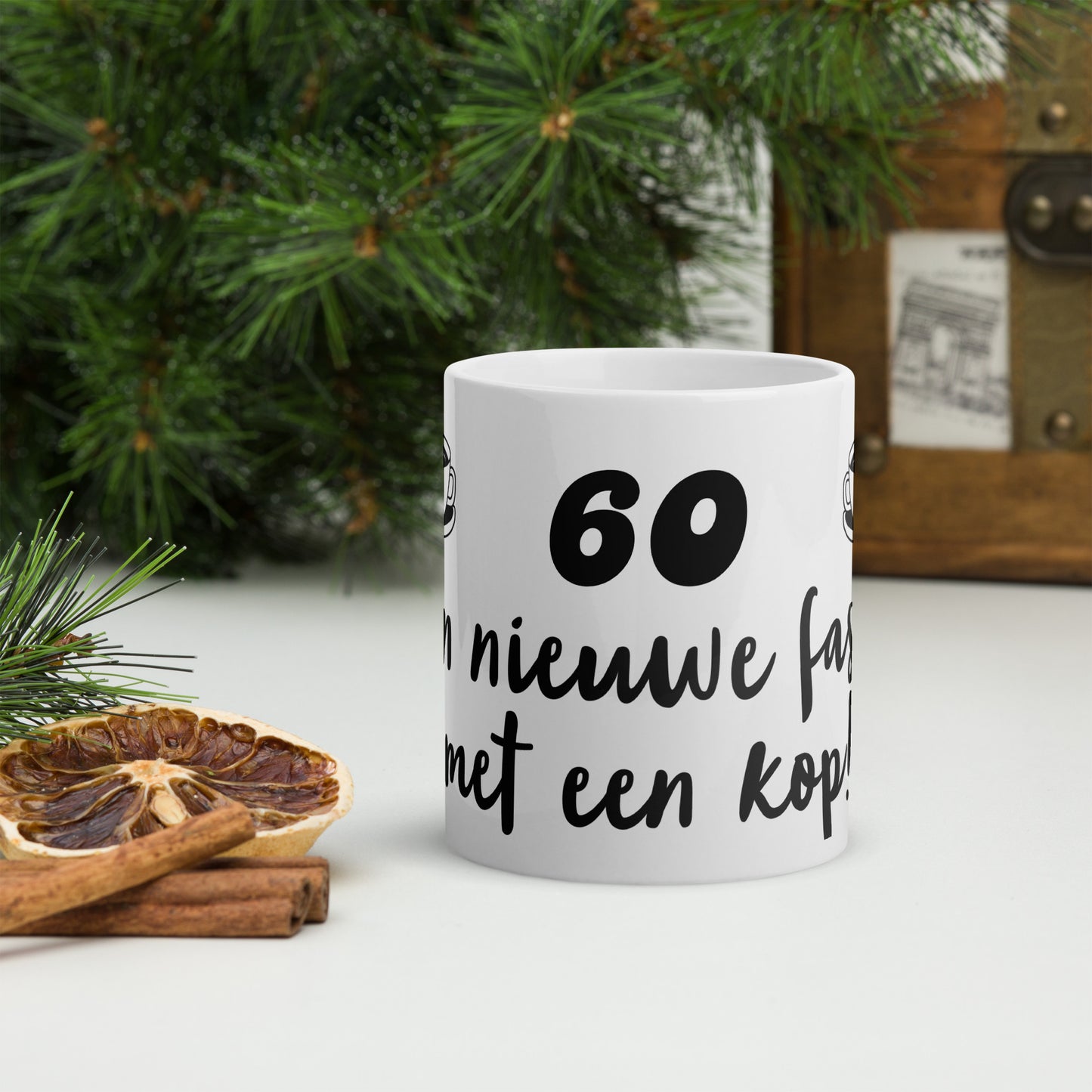 Witte glanzende kop 60 jaar